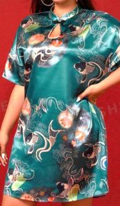 Adult Female Costumes to Hire - Chinese - Green dress with fish print